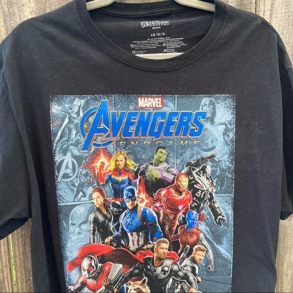 Avengers End game cast t-shirt Men's LG Black - Picture 3 of 5